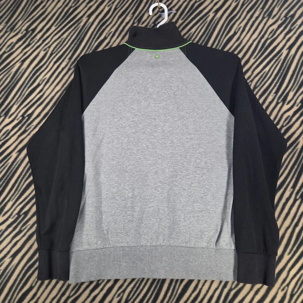 BOSS Hugo Boss Green Label Full Zip Track Jacket Gray Black Neon Green Mens L